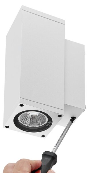 Deko-Light Kinkiet zewnętrzny LED ShoreLine Pro Square, możliwość ściemniania, biały / opal, aluminium, nowoczesny