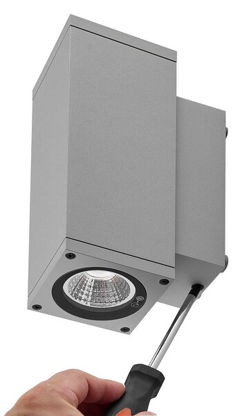 Deko-Light Kinkiet zewnętrzny LED ShoreLine Pro Square, możliwość ściemniania, aluminiowy / szary / cynkowy, aluminium, nowoczesny