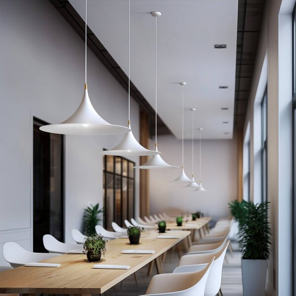 Linea Light Lampa wisząca Morgana, możliwość ściemniania, biały / opal, salon / jadalnia, aluminium, nowoczesny