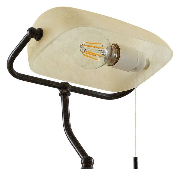 Lampa stołowa Profina Lindby, brązowy / rdzawy, biuro, metal, antyczny