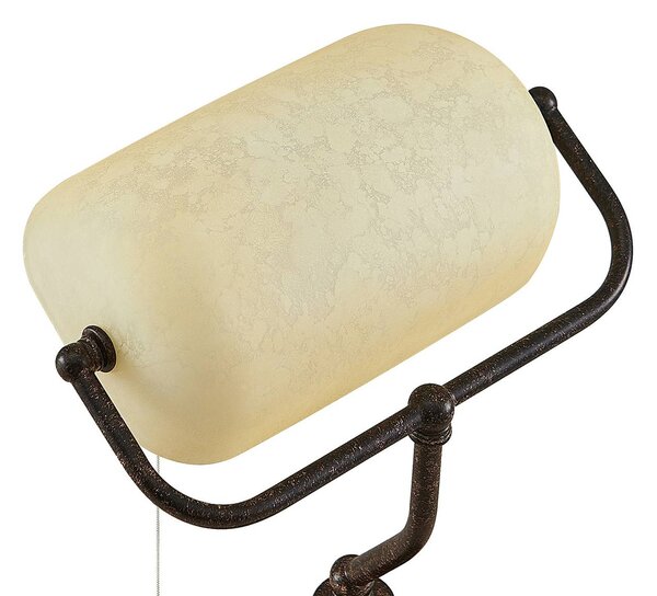 Lampa stołowa Profina Lindby, brązowy / rdzawy, biuro, metal, antyczny