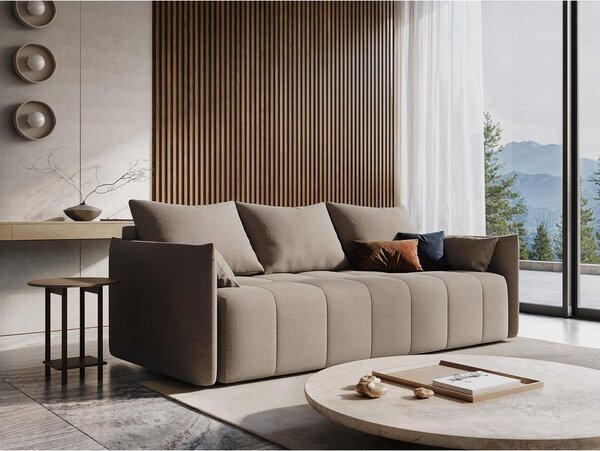 Jasnoszara rozkładana/ze schowkiem sofa 225 cm Moku – Makamii