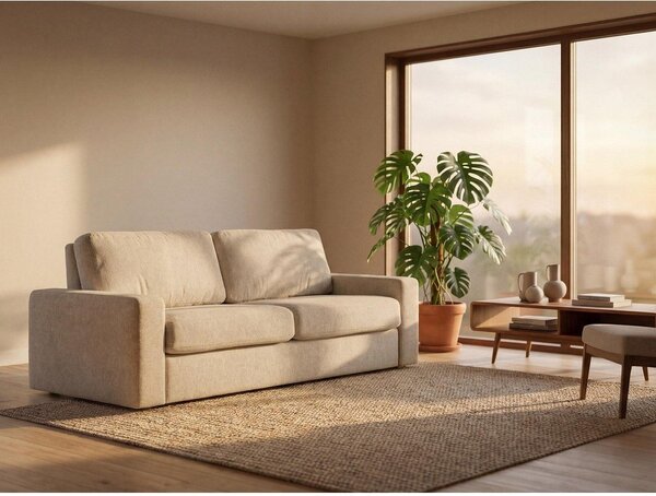 Musztardowa sztruksowa rozkładana sofa 195 cm Nona – Makamii