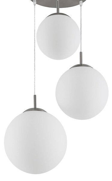 Lampa wisząca szklana Heleska Lindby, możliwość ściemniania, biały / opal, salon / jadalnia, metal, nowoczesny