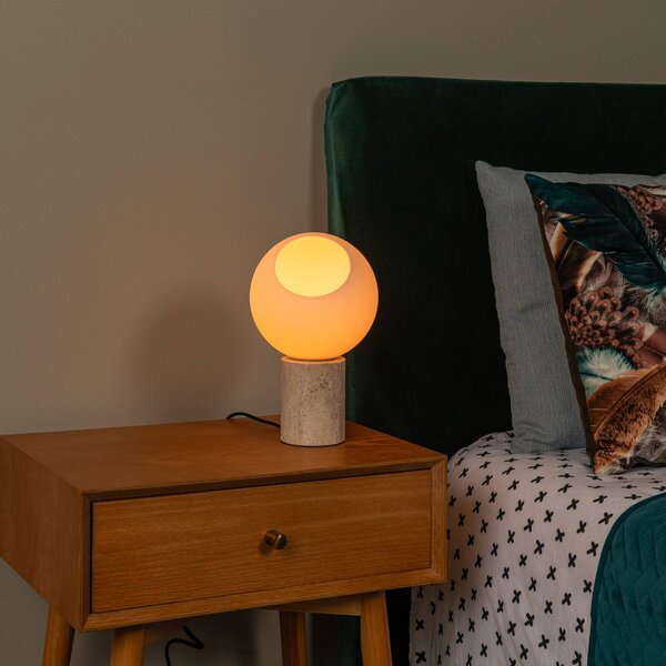 Lucide Lampa stołowa Davin, kremowy / amber, salon / jadalnia, kamień