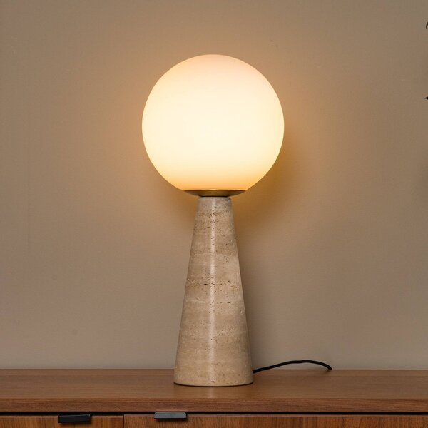Lucide Lampa stołowa Evin, kremowy / amber, salon / jadalnia, kamień