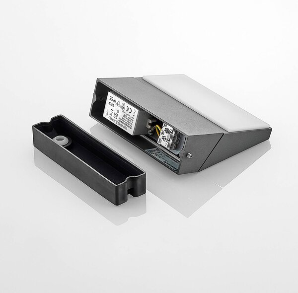 Kinkiet zewnętrzny LED Auda Lucande, czarny, aluminium, nowoczesny