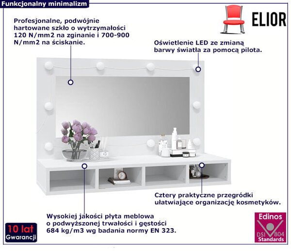 Biała toaletka z lustrem na biurko L9-T71