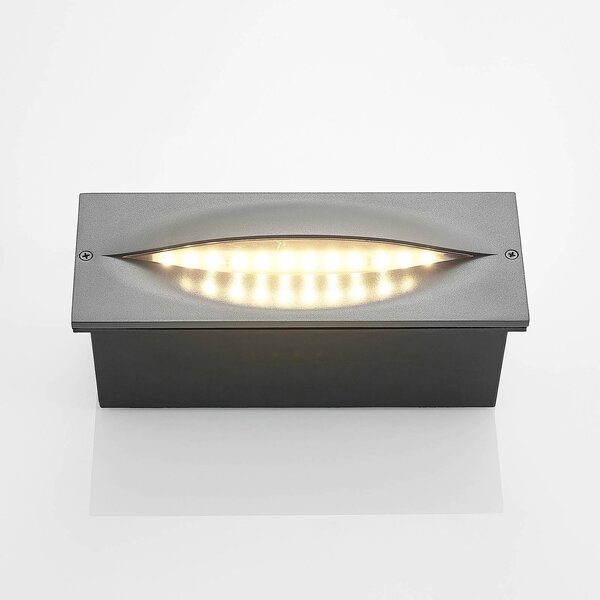 Lucande oprawa wpuszczana ścienna LED Zandro, 25 cm, antracyt, IP65 Zandro, czarny, aluminium, nowoczesny
