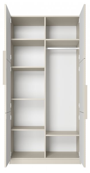 Szafa Asha 100 cm z ryflowanym frontem i metalowymi uchwytami- kaszmir / kaszmirowe uchwyty