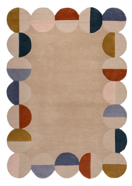 Beżowy wełniany dywan tkany ręcznie 160x230 cm Mia Scallop Frame – Flair Rugs