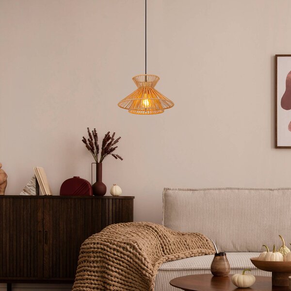 Lucide Lampa wisząca Tasman, możliwość ściemniania, kremowy / amber, salon / jadalnia, papier / lunolit / lunopal, skandynawski