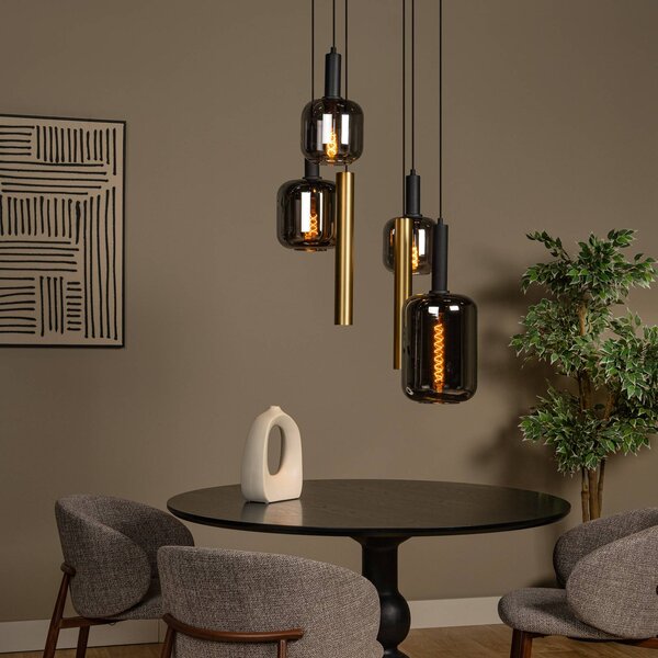 Lucide Lampa wisząca Joanet, możliwość ściemniania, aluminiowy / szary / cynkowy, salon / jadalnia, szkło