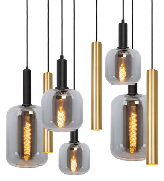 Lucide Lampa wisząca Joanet, możliwość ściemniania, aluminiowy / szary / cynkowy, salon / jadalnia, szkło