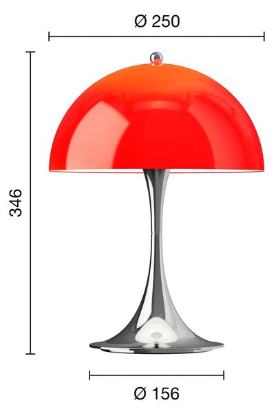 Louis Poulsen Panthella 250 Portable Original, opalowo-czerwona 250, możliwość ściemniania, czerwony, salon / jadalnia, tworzywo sztuczne, design
