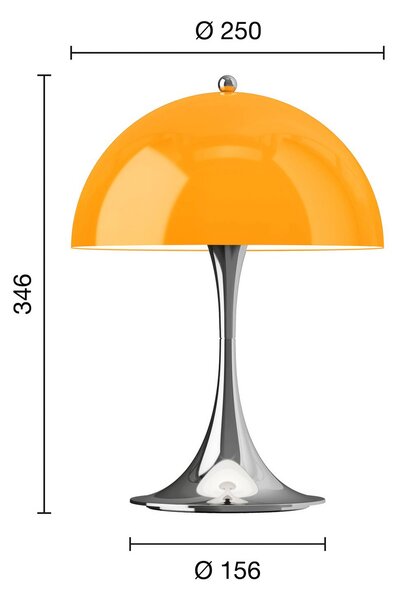 Louis Poulsen Panthella 250 Portable Original, opalowo-pomarańczowa 250, możliwość ściemniania, żółty / pomarańczowy, salon / jadalnia, tworzywo sztuczne, design