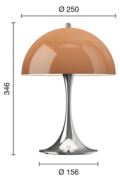Louis Poulsen Panthella 250 Portable Original, opalowo-brązowy 250, możliwość ściemniania, brązowy / rdzawy, salon / jadalnia, tworzywo sztuczne, design