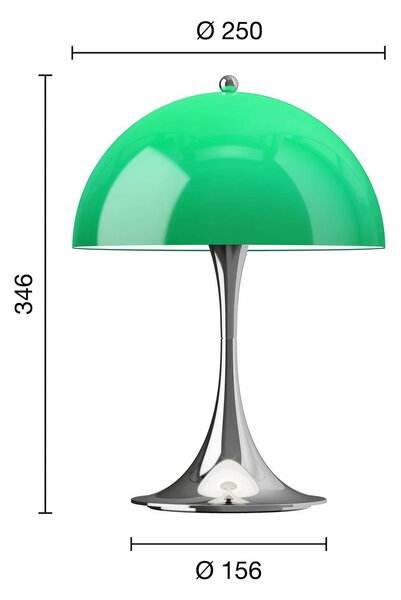 Louis Poulsen Panthella 250 Portable Original, opalowo-zielona 250, możliwość ściemniania, zielony, salon / jadalnia, tworzywo sztuczne, design