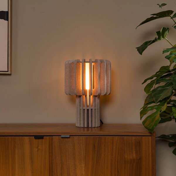 Lucide Lampa stołowa Rollo, kremowy / amber, salon / jadalnia, tkanina / materiał / jedwab