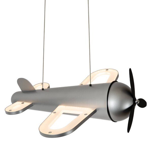 Lucide Lampa wisząca do pokoju dziecięcego Fokker, aluminiowy / szary / cynkowy, pokój dziecięcy, metal