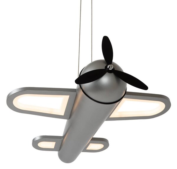 Lucide Lampa wisząca do pokoju dziecięcego Fokker, aluminiowy / szary / cynkowy, pokój dziecięcy, metal