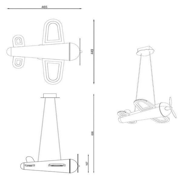 Lucide Lampa wisząca do pokoju dziecięcego Fokker, żółty / pomarańczowy, pokój dziecięcy, metal