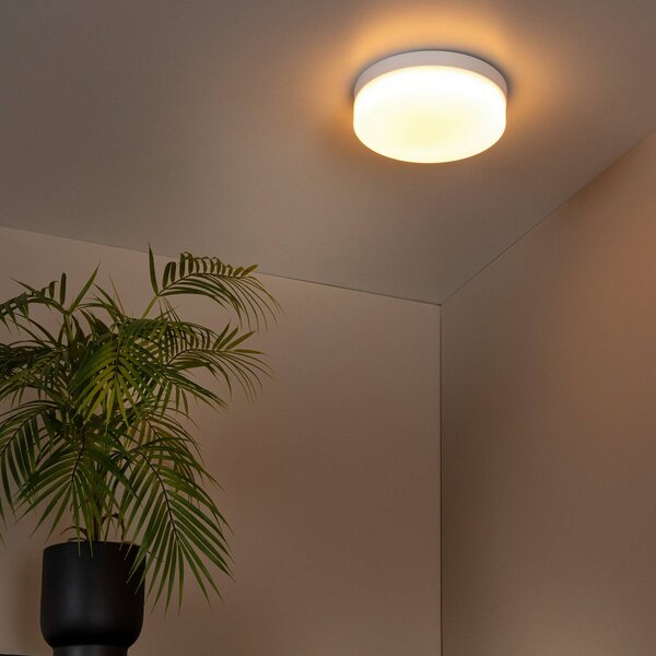 Lucide Lampa sufitowa LED z czujnikiem ruchu Biskit, biały / opal, łazienka, tworzywo sztuczne, nowoczesny