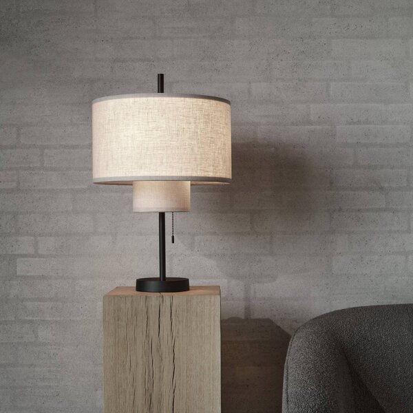 New Works Lampa stołowa Margin, kremowy / amber, salon / jadalnia, tkanina / materiał / jedwab, design
