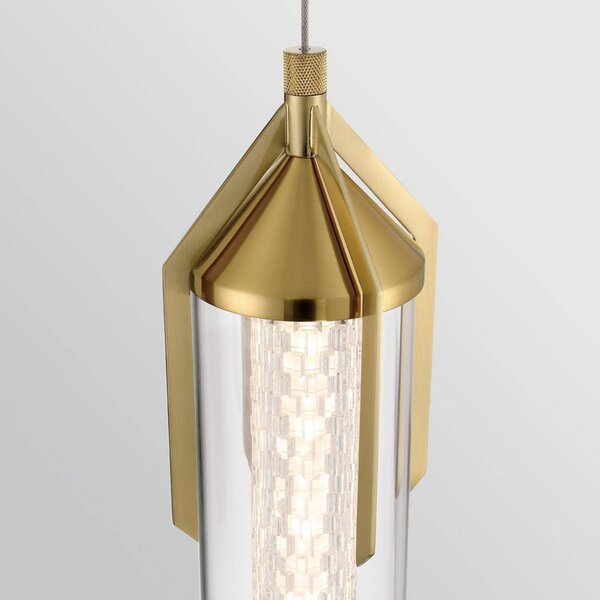 Quintiesse Lampa wisząca ESPADA, możliwość ściemniania, mosiężny / złoty, salon / jadalnia, aluminium, nowoczesny
