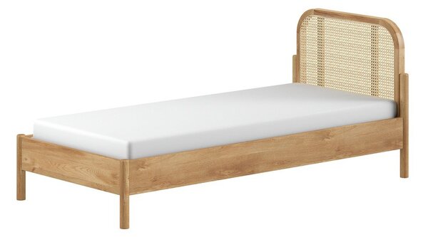 Łóżko jednoosobowe z litego drewna dębowego ze stelażem 90x200 cm w naturalnym kolorze Olive Rotan – Vipack