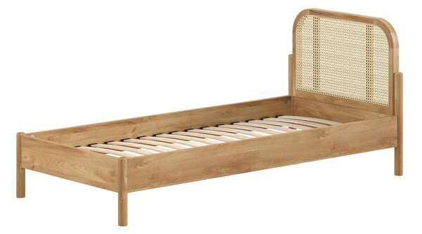 Łóżko jednoosobowe z litego drewna dębowego ze stelażem 90x200 cm w naturalnym kolorze Olive Rotan – Vipack