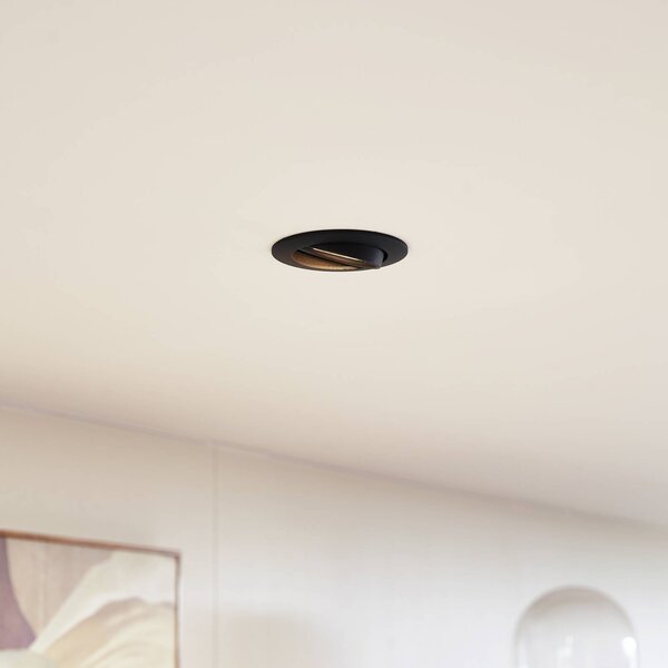 PRIOS Lampa sufitowa wpuszczana Fibur, czarna, cynk, Ø 8,2 cm, zestaw 3 szt. Fibur PRIOS, możliwość ściemniania, czarny, salon / jadalnia, metal, nowoczesny