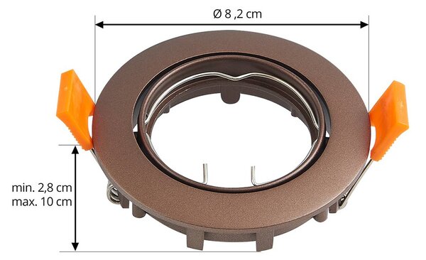 PRIOS Lampa sufitowa wpuszczana Fibur, brąz, cynk, Ø 8,2 cm, zestaw 3 szt. Fibur PRIOS, możliwość ściemniania, brązowy / mosiężny, salon / jadalnia, metal, nowoczesny