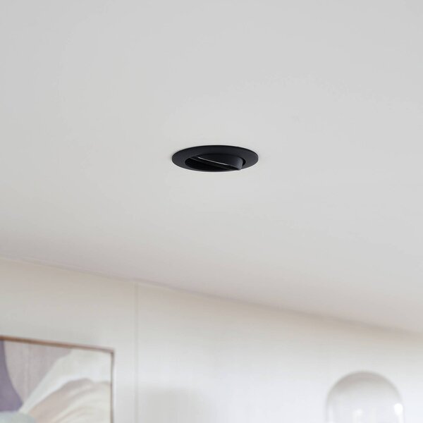 PRIOS Lampa sufitowa wpuszczana Fibur, czarna, cynk, Ø 8,2 cm, zestaw 3 szt. Fibur PRIOS, możliwość ściemniania, czarny, salon / jadalnia, metal, nowoczesny