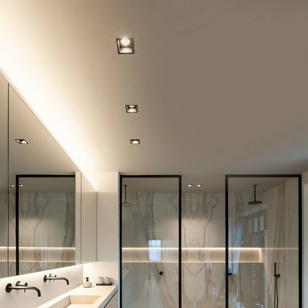 Wever & Ducré Lighting Oprawa sufitowa wpuszczana Plano 2.0, możliwość ściemniania, czarny, salon / jadalnia, aluminium, nowoczesny