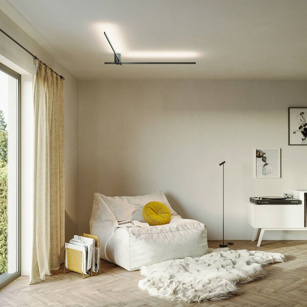 Wever & Ducré Lighting Lampa sufitowa Fil Spin 1.0, możliwość ściemniania, czarny, salon / jadalnia, aluminium, nowoczesny