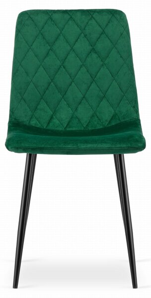 Zestaw jadalniany 1 + 4, czarny stół RAMOD 100x60 cm marmurowy dekor + zielone krzesło TURIN z czarnymi nogami