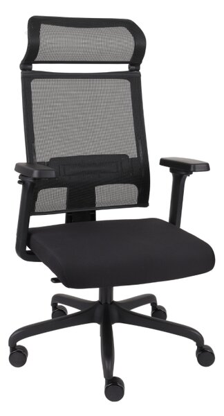 Fotel biurowy Ergofix TM01 czarny - ergonomiczny, młodzieżowy, z zagłówkiem, siatkowy, wygodny dla kręgosłupa