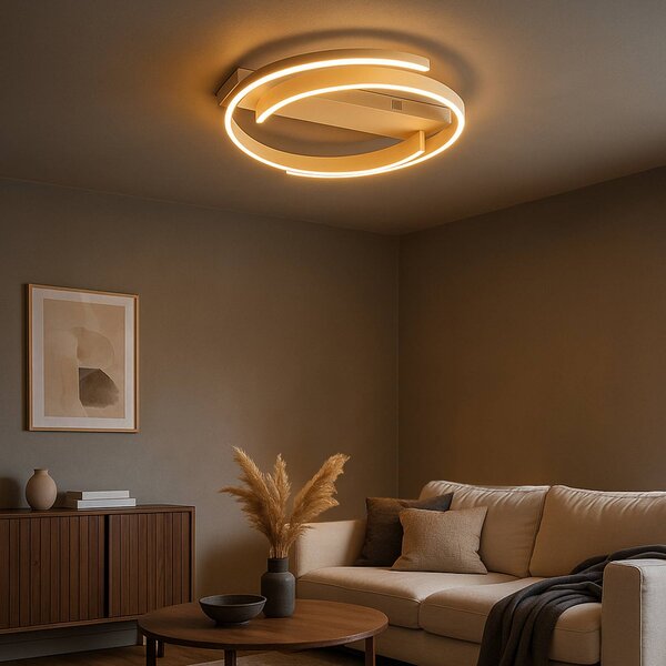 FISCHER & HONSEL Lampa sufitowa CIRCLY, możliwość ściemniania, kremowy / amber, salon / jadalnia, metal, nowoczesny
