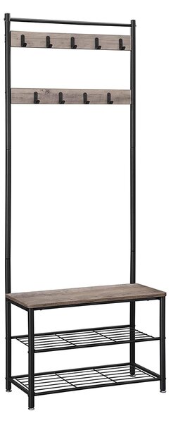 Metalowa ścianka do przedpokoju INDUSTRY 175 cm, czarna/szaro-brązowa