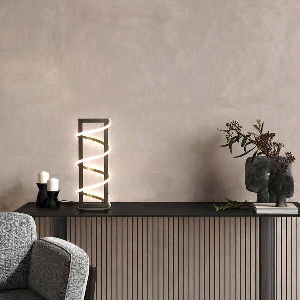FISCHER & HONSEL Lampa stołowa Gwen, możliwość ściemniania, czarny, salon / jadalnia, metal, nowoczesny