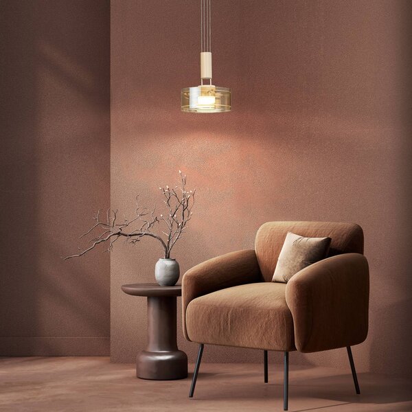 FISCHER & HONSEL Lampa wisząca LAVIN, możliwość ściemniania, kremowy / amber, salon / jadalnia, metal, nowoczesny