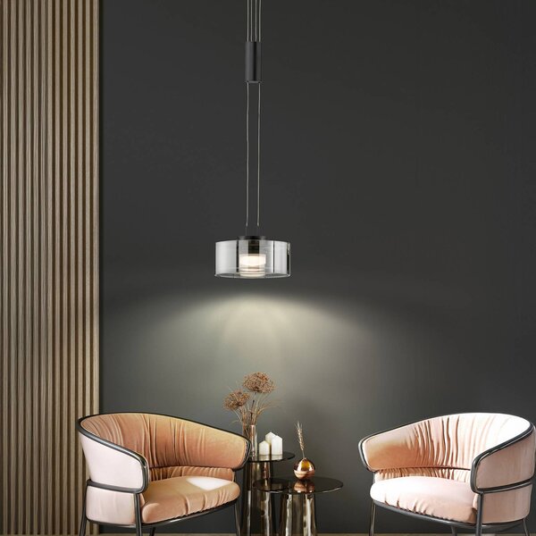 FISCHER & HONSEL Lampa wisząca LAVIN, możliwość ściemniania, czarny, salon / jadalnia, metal, nowoczesny