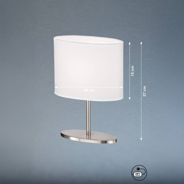 FISCHER & HONSEL Lampa stołowa Modena, biały / opal, salon / jadalnia, tkanina / materiał / jedwab, nowoczesny