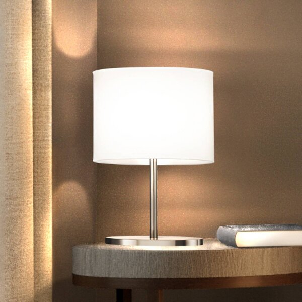 FISCHER & HONSEL Lampa stołowa Modena, biały / opal, salon / jadalnia, tkanina / materiał / jedwab, nowoczesny