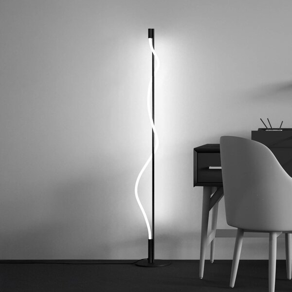 Maytoni Lampa stojąca LED Tau, czarny, salon / jadalnia, aluminium, nowoczesny