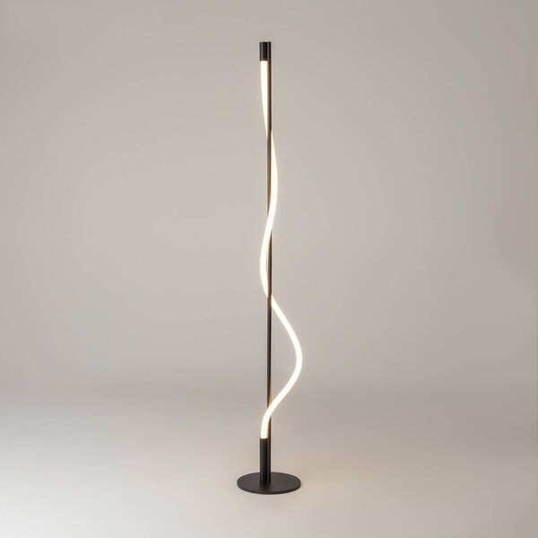 Maytoni Lampa stojąca LED Tau, czarny, salon / jadalnia, aluminium, nowoczesny