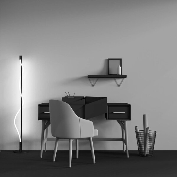 Maytoni Lampa stojąca LED Tau, czarny, salon / jadalnia, aluminium, nowoczesny