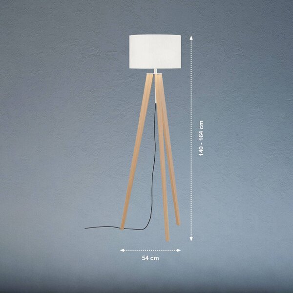 FISCHER & HONSEL Lampa stojąca SHINE-WOOD, biały / opal, salon / jadalnia, tkanina / materiał / jedwab