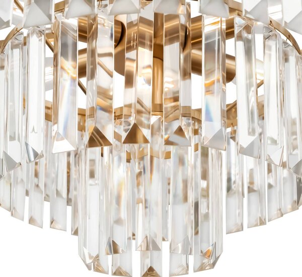 Maytoni Lampa wisząca kryształowa Revero, możliwość ściemniania, mosiężny / złoty, salon / jadalnia, metal